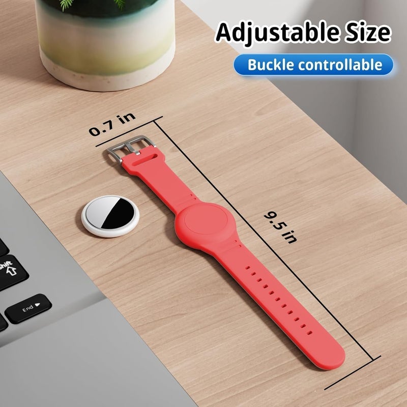 Foweroty for AirTag Bracelet for Kids, Waterproof Cute Print for Air tag Holder for Kids with Soft Silicone Full Coverage Anti-Lost Hidden for Airtag Wristband Accessories for Child, Red - Image 2